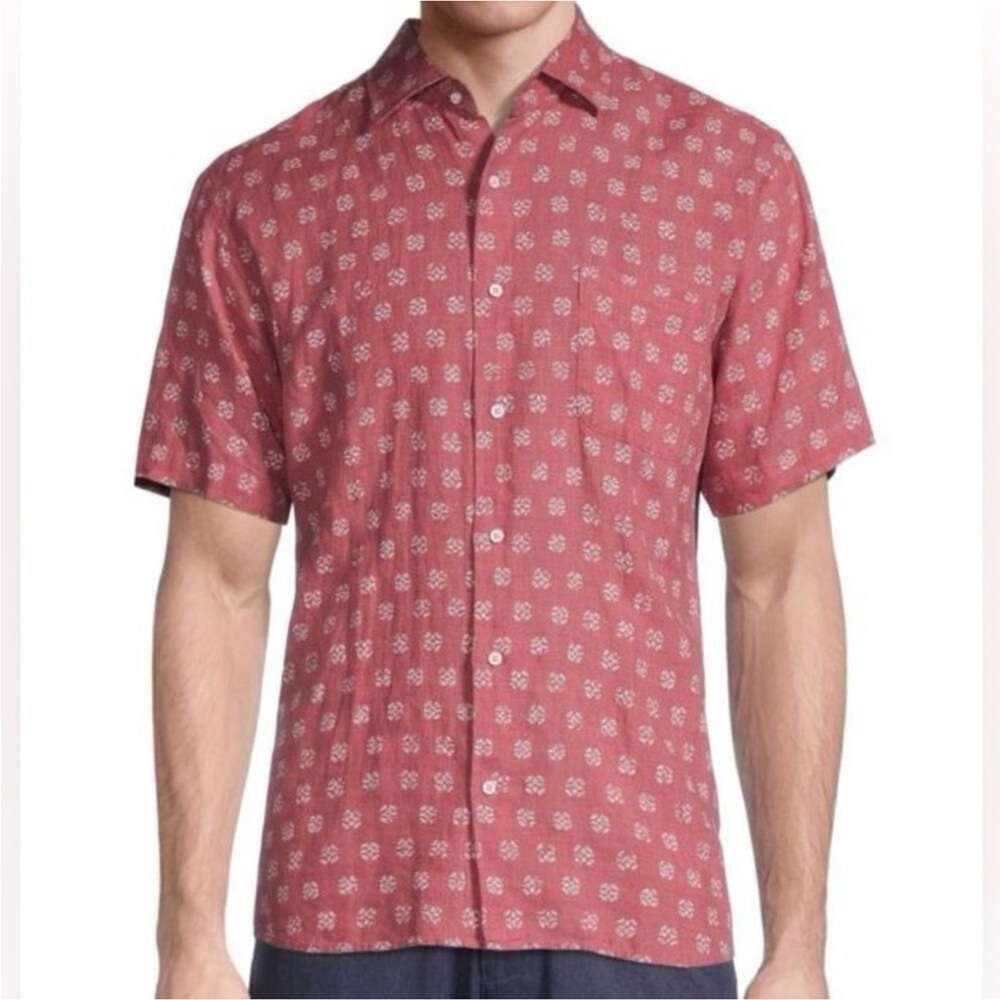 Peter Millar NWT Seaside Kiva Beach Linen Shirt - Fruit Punch Medallion XXL